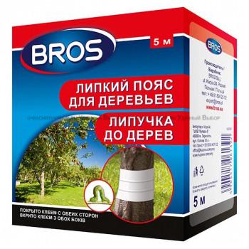 Ловчий пояс 5м для деревьев Bros (двухсторонний, прозрачный, клеевой, липкий, не токсичный) 