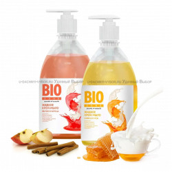 BioZone Комплект крем-мыло : яблоко/корица и молоко/мед (2 флакона по 300мл)